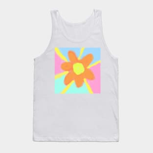 Pink blue orange flower watercolor art Tank Top